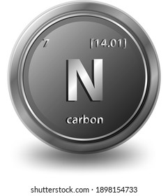 Carbon chemical element. Chemical symbol with atomic number and atomic mass. illustration