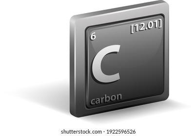 Carbon chemical element. Chemical symbol with atomic number and atomic mass. illustration