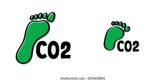 CO2-Fußsymbol ökologischer Fußabdruck. Menschliche ökotobere Fußspuren. Kinder Fuß- und Fußstufen. Vektorbaby-Fußstapfen Symbol oder Piktogramm. Cartoon, Comic-Fußschritt