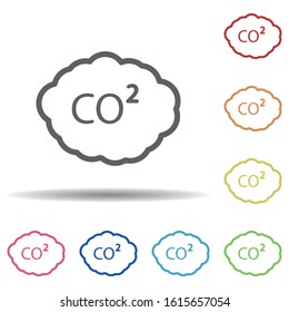 Carbon, co2 line vector in multi color style icon. Simple thin line, outline vector of pollution icons for ui and ux, website or mobile application