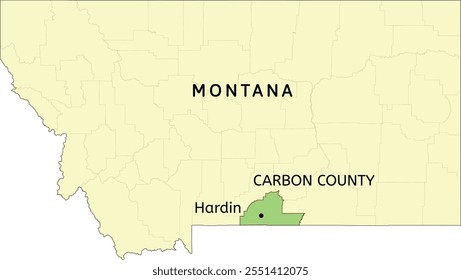 Carbon County and city of Red Lodge location on Montana state map