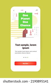 carbon credit campaign hand holding one planet one change banner responsibility of co2 emission environmental conservation