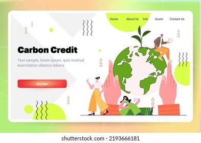 carbon credit concept businesspeople around green globe responsibility of co2 emission environmental conservation
