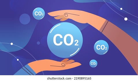 carbon credit concept hands holding CO2 sign responsibility of co2 emission environmental conservation sustainable ESG development
