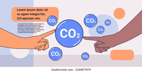 carbon credit concept hands touching CO2 signs responsibility of co2 emission environmental conservation