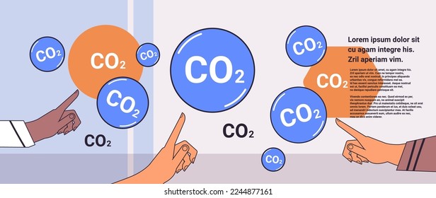 carbon credit concept hands touching CO2 signs responsibility of co2 emission environmental conservation
