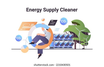 carbon credit energy supply cleaner concept businessman analyzing statistic data responsibility of co2 emission
