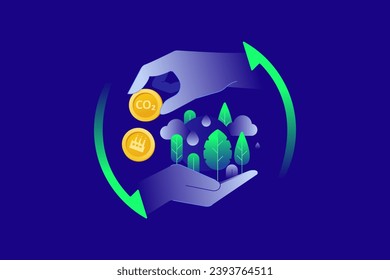 Carbon Credit Markets Exchange concept illustration