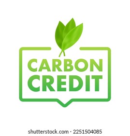 Carbon credit sign, label. CO2 emission reduction. Vector stock illustration