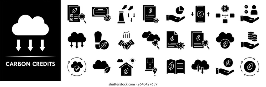 Carbon Credits icon collection set. Containing design green, environment, eco, co2, sustainable