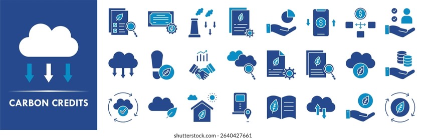 Carbon Credits icon collection set. Containing design green, environment, eco, co2, sustainable