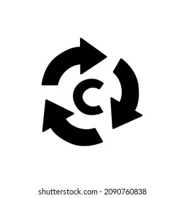 Carbon Cycle Icon in black flat glyph, filled style isolated on white background