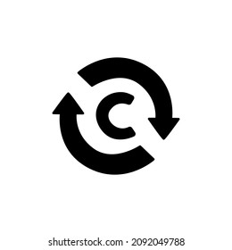 Carbon Cycle Icon in black flat glyph, filled style isolated on white background