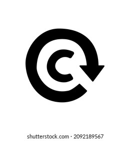 Icono del ciclo del carbono en glifo plano negro, estilo relleno aislado en fondo blanco