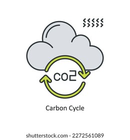 Carbon Cycle Vector Filled Outline Icon Design illustration. Ecology Symbol on White background EPS 10 File
