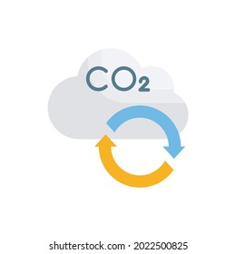 Carbon cycle vector flat icon style illustration. EPS 10 file
