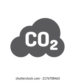 Icono de vector negro de dióxido de carbono. Nube de CO2, contaminación y símbolo de emisión.