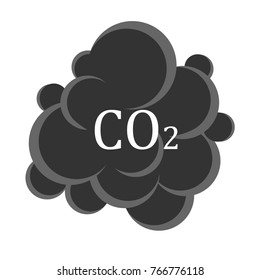 carbon dioxide cloud carbonic acid gas icon flat design isolated on white background 