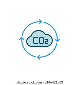 Carbon Dioxide CO2 with Arrows vector modern concept icon or symbol