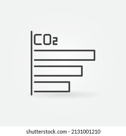 Carbon Dioxide (CO2) Bar Chart vector concept icon or symbol in thin line style 