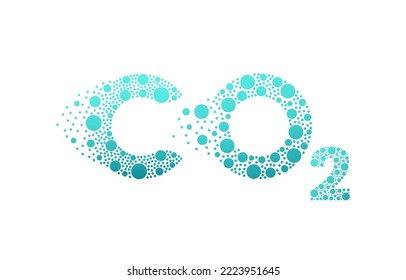 Carbon Dioxide CO2 blue bubble molecule icon logo design. 