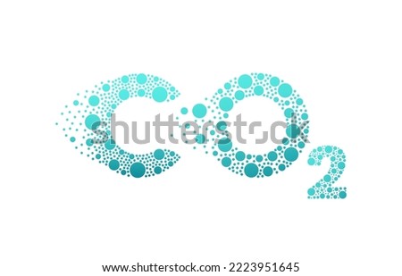 Carbon Dioxide CO2 blue bubble molecule icon logo design. 