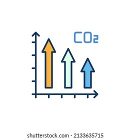 Gráfica de dióxido de carbono (CO2) con el icono o símbolo del concepto de vector de flechas