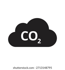 Vector Dióxido de carbono CO2 símbolo de nube glifo sólido elemento de diseño Contaminación de gases Emisión atmósfera de aire ambiente Fórmula química Smog Smog