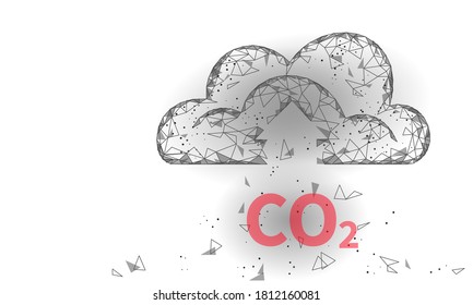 Carbon dioxide CO2 ecology problem eco concept. Renewable organic gas 3D render. Science biofuel chemistry biotechnology polygonal climatic greenhouse effect technology vector illustration