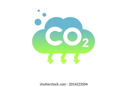 Carbon Dioxide CO2 emissions icon with blue and green gradient cloud concept on white background. Vector Illustration.