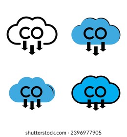 Carbon Dioxide Co2 emissions set icon vector design template on transparent background