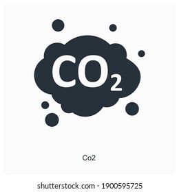 Carbon dioxide or CO2 icon concept