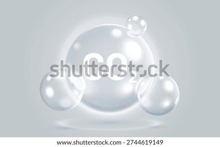 Carbon Dioxide CO2 icon in a glossy bubble. Abstract illustration of gas and environmental science. Vector illustration