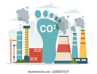 Kohlendioxid- oder CO2-Illustration zur Rettung der Erde vor dem Klimawandel infolge von Fabrik- und Fahrzeugverschmutzung in handgezeichneten Vorlagen