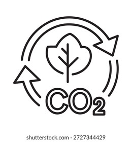 Símbolo de reciclaje de hojas de CO2 de dióxido de carbono con flechas