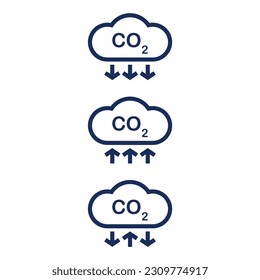 Secuestro y símbolo de emisión de dióxido de carbono (CO2).