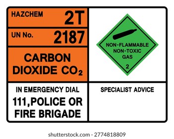 Carbon Dioxide Co2 UN 2187 Symbol Sign, Vector Illustration, Isolate On White Background, Label. EPS10