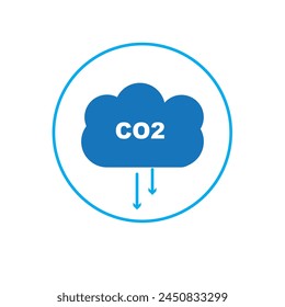 Icono de dióxido de carbono o Vector de CO2 sobre fondo blanco