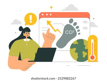 Carbon Dioxide or CO2 Vector Illustration Emphasizing the Importance of Saving Planet Earth from Climate Change in a Flat Cartoon Background