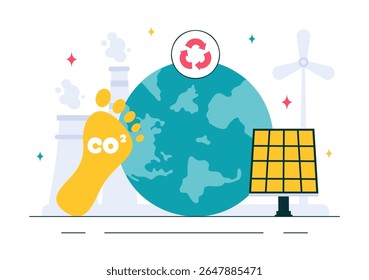 Carbon Dioxide or CO2 Vector Illustration Emphasizing the Importance of Saving Planet Earth from Climate Change in a Flat Style Cartoon Background