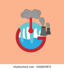 Carbon dioxide emission causing global warming. Save environment concept. Vector illustration.