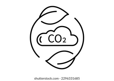 Ilustración del icono de reducción de emisiones de dióxido de carbono. icono relacionado con el calentamiento global, CO2. Estilo de icono de línea. Diseño de vector simple editable
