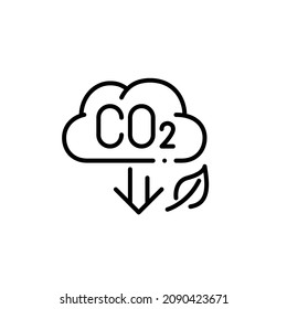 Carbon Dioxide Emission Reduction. Pixel Perfect, Editable Stroke Icon