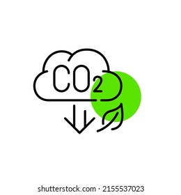 Carbon dioxide emission reduction. Pixel perfect, editable stroke line art icon