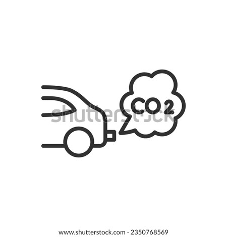 Carbon dioxide emissions from automobiles, linear icon. Exhaust from internal combustion engines. Cloud and CO2. Line with editable stroke