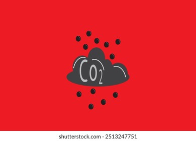 Carbon dioxide emissions flat vector illustration for mockup graphics designs. Global warming Co2 emissions.