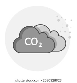 Carbon Dioxide Emissions Icon, CO2 Pollution and Climate Change Symbol