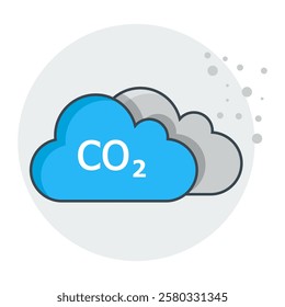 Carbon Dioxide Emissions Icon, CO2 Pollution and Climate Change Symbol