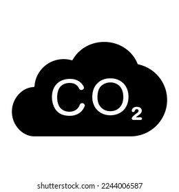 Carbon dioxide emissions icon in flat style. CO2 symbol isolated on white background. Simple abstract sign in black. Vector illustration for graphic design, logo, Web, UI, mobile app.