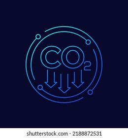 carbon dioxide emissions, reduce co2 emission icon, linear design